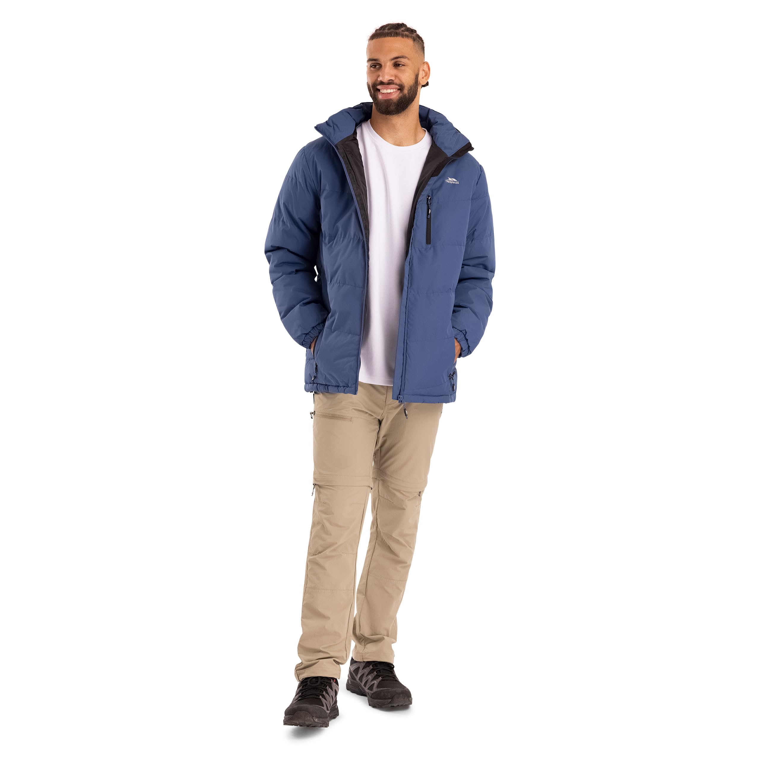 Trespass Men's Padded Jacket Blustery - Casual Winter Casual Jaket, Drawcord Hem, Adjustable Zip-Off Hood, Elasticated Cuffs, Low Profile Zips, Waterproof, Windproof