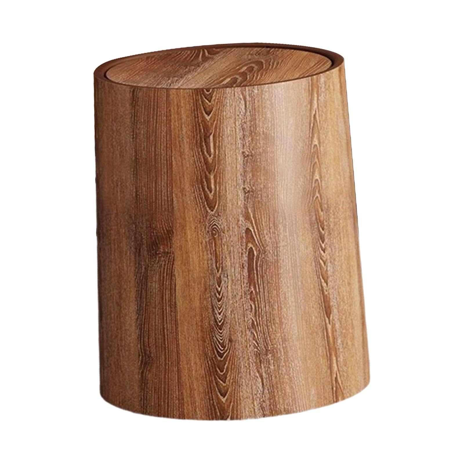 Enakshi® Trash Bin Imitation Wood Grain with Swing Lid Trash Can for Home Dorm Office M|Home & Garden | Household Supplies & Cleaning | Trash Cans & Wastebaskets 3