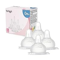 Vista 8 de YOHKOH Pezones para biberones para biberones de cuello ancho, pezones de silicona 100% de tacto natural, sin BPA (19.7 ft+, L, 4 unidades)