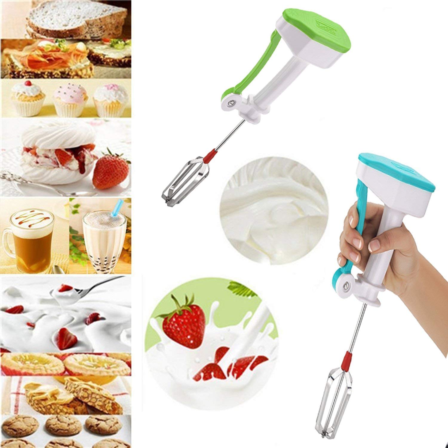 Heavy Duty Power Free Blender, Stainless Steel Non-Electrical Hand Blender, Kitchen Mixer for Egg and Cream Beater,Butter Milk, Milk Shake, Lassi. (Multicolor)-image-34