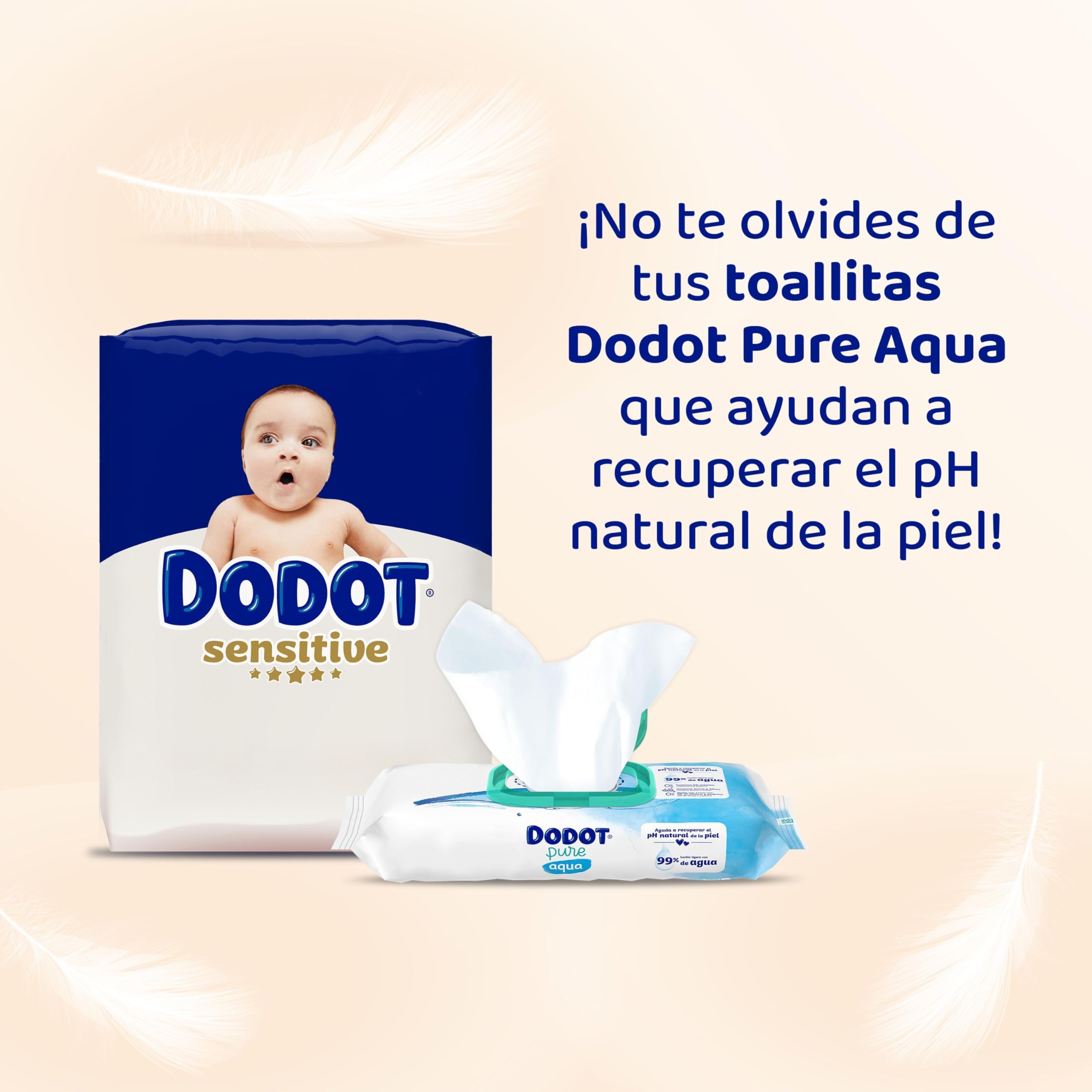 Dodot Pañales Bebé Sensitive Talla 6 (+13 kg), 111 Pañales, Hasta 12 h De Protección Antifugas y Cuidado de la Piel, Pack Mensual