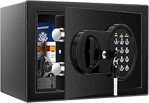 Fireproof Waterproof Safe Box with Digital Lock, Keys, and Wall Mount Kit, 0.5 Cu ft