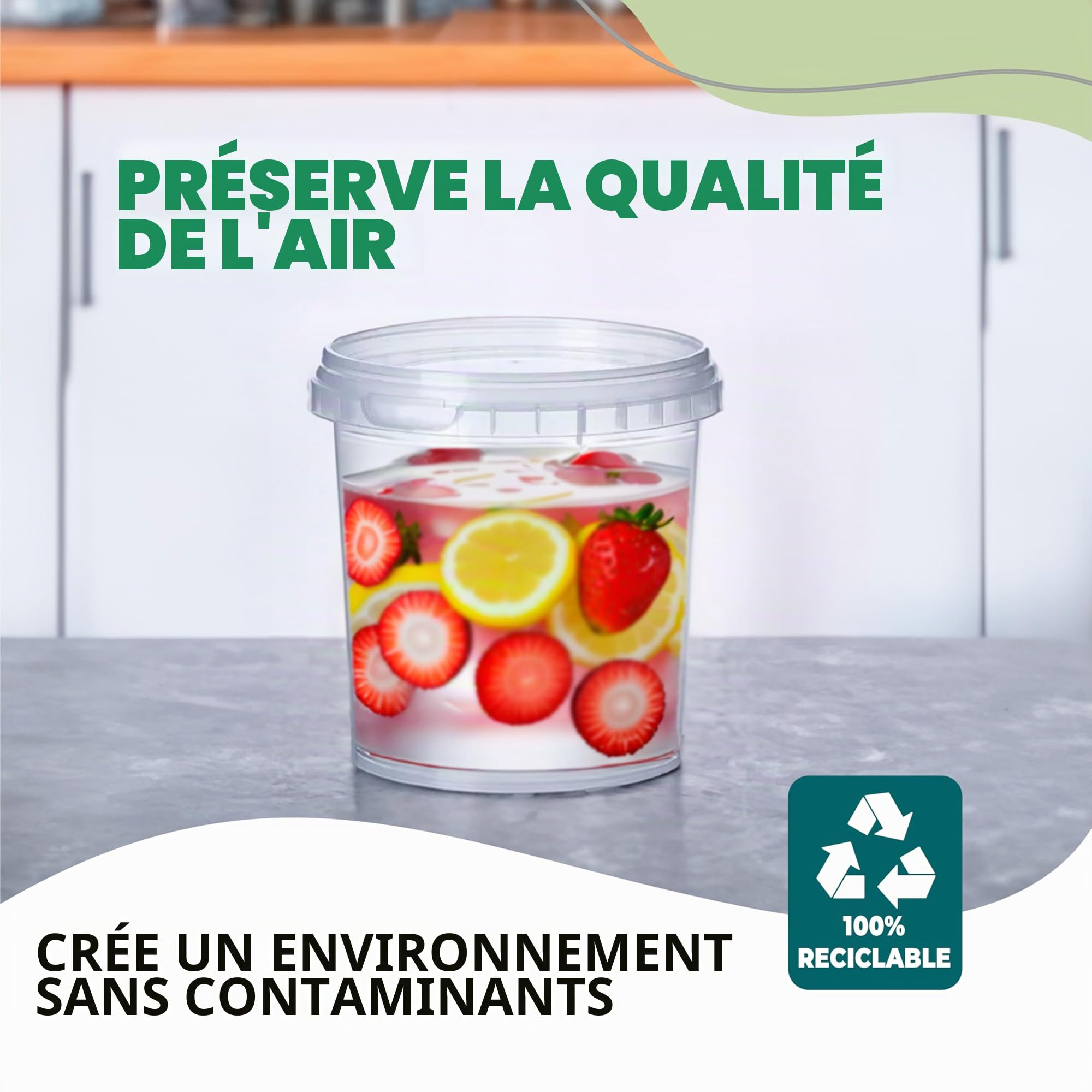GROWMANIA Lot de 100 seaux en plastique transparent avec poignée 1 l – Boîte de rangement hermétique pour aliments, liquides et peinture – Bocal de stockage – Bocal résistant