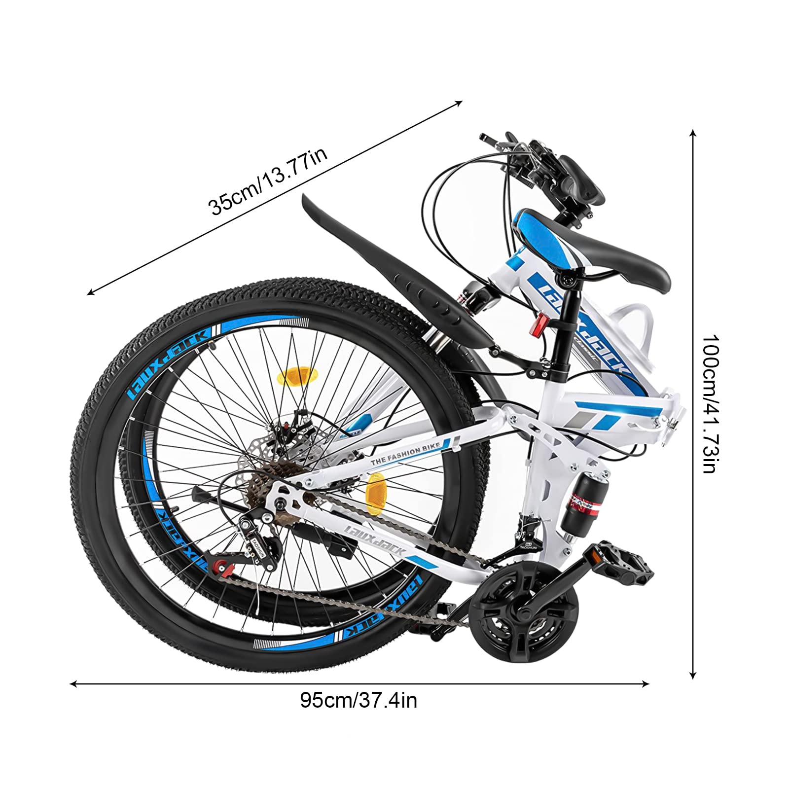 Bicicleta plegable de 26 pulgadas para adultos, bicicleta plegable de 21 velocidades, de acero al carbono, altura ajustable, para exteriores, para alturas de 5,25 a 5,9 pies