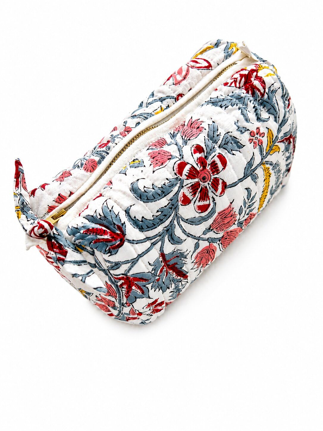 Handblock Printed Quilted Makeup Pouch for Women | Waterproof, Cotton, Travel Toiletry Bag, Cosmetic Organizer with Zip, Handmade-picture-43