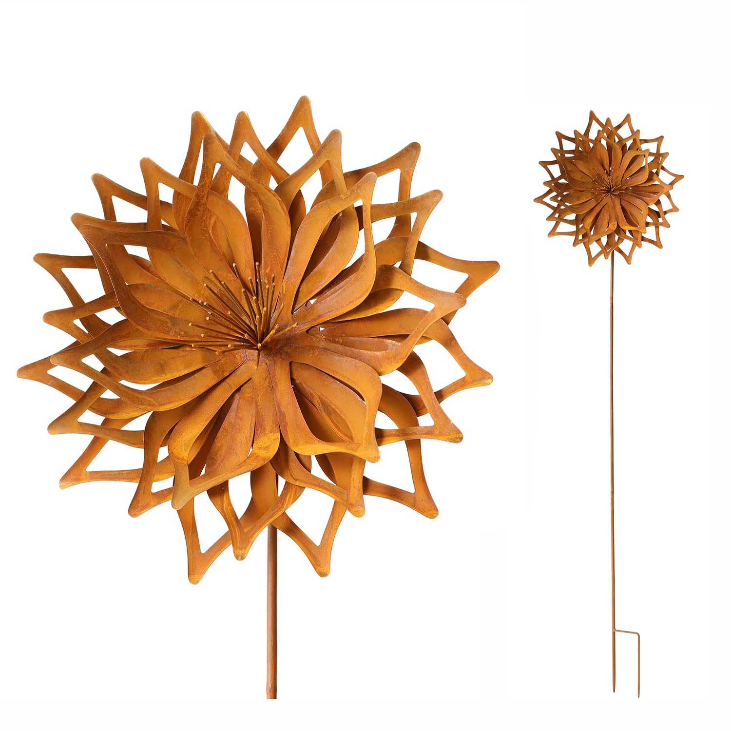Garden Rusty Cutout Flower Outdoor Backyard Decor Patio Lawn Porch Ornament Ironwork Yard Decoration on Stake