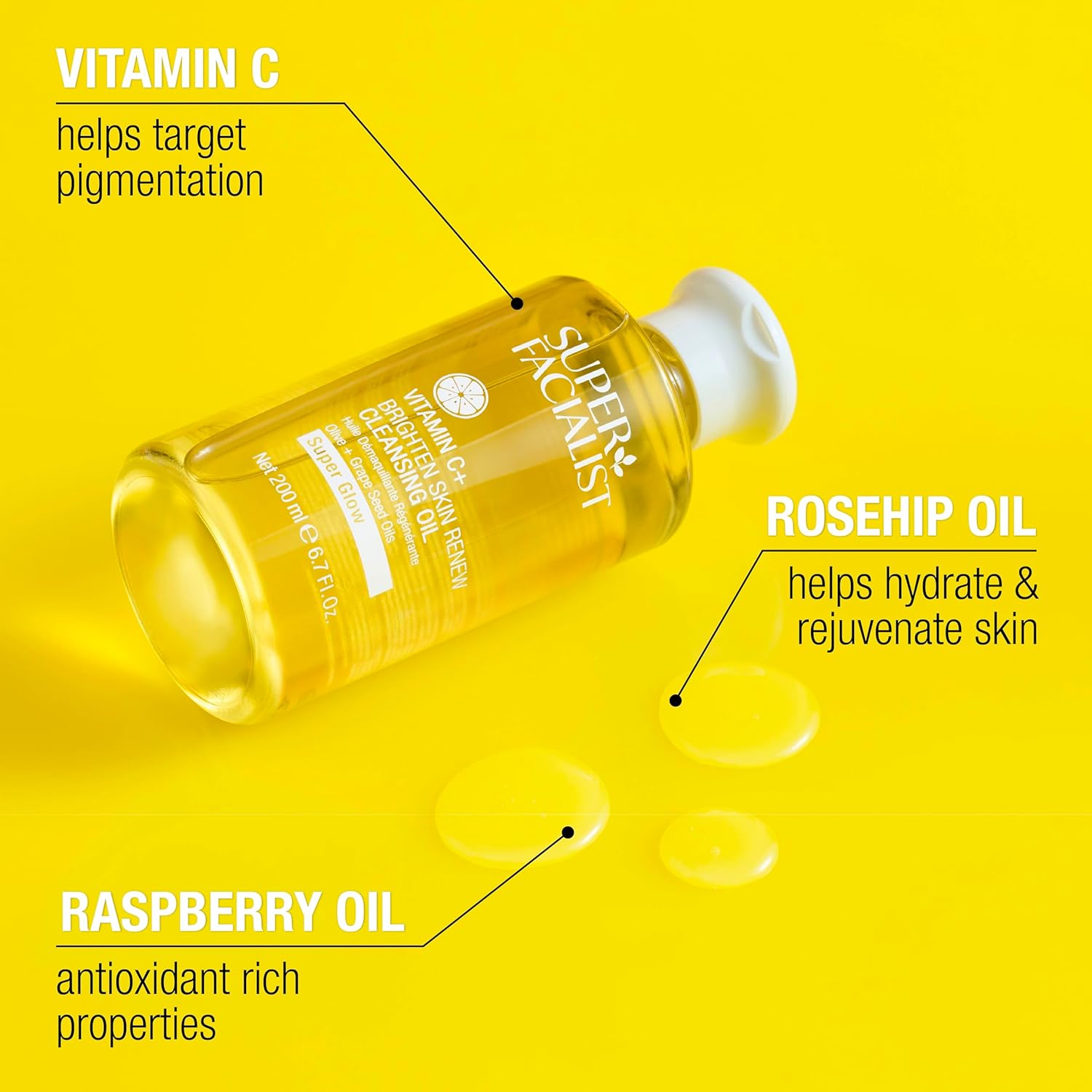 Super Facialist Face Cleanser Oil – Facial Wash & Waterproof Makeup Remover with Vitamin C, Gentle Cleansing Oil for Women, Suitable for All Skin Types 6.8 oz - Image 5