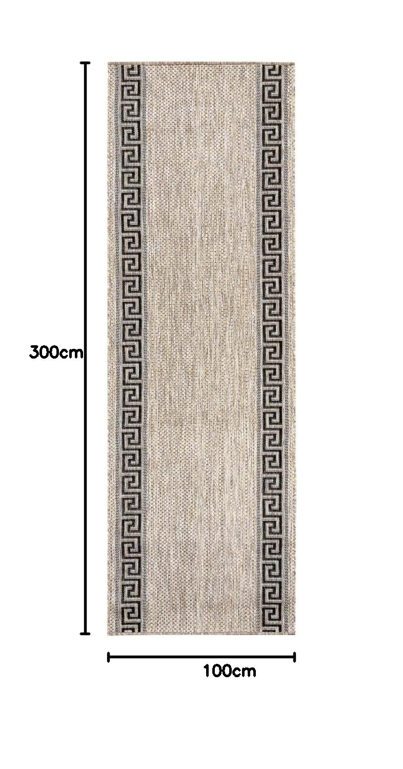 Mazovia Tappeto Cucina - Effetto Sisal Tappeti Cucina - Tappeto per Cucina, Ingresso, Salotto Pelo Corto - Certificato Oeko-Tex - Cura facile - In-& Outdoor - Beige Taupe 100 x 300 cm