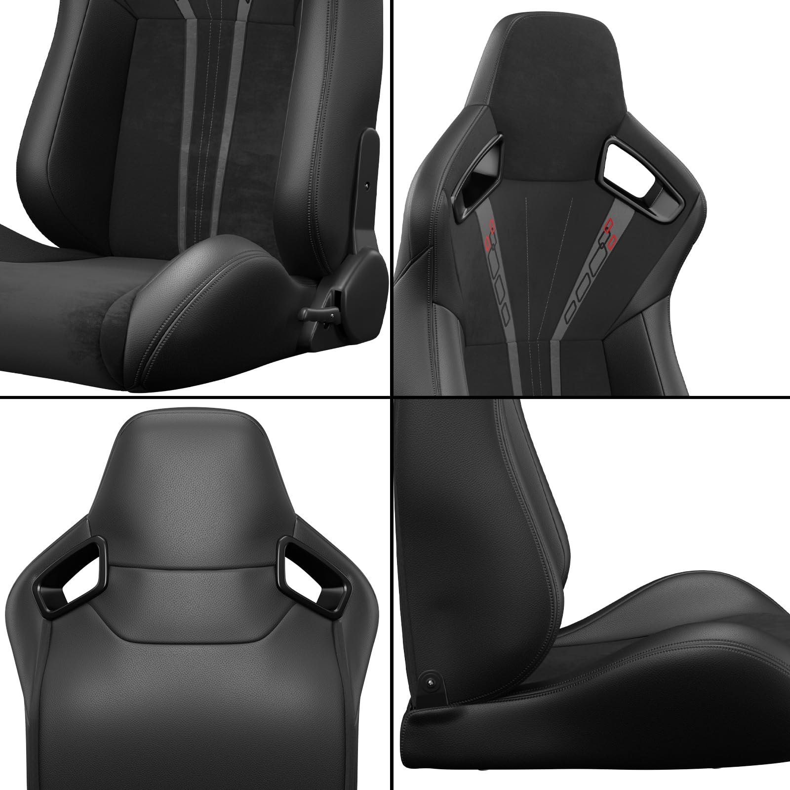 Generisch Asiento universal de carreras de PVC, piel de carbono, ajustable a la izquierda