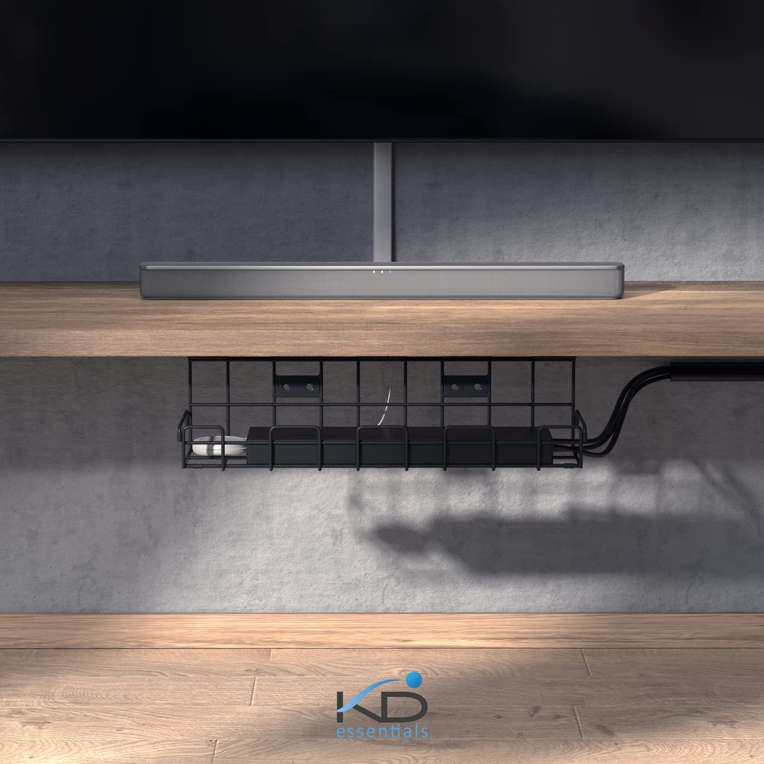 KD Essentials – Gestion de câbles sous Le Bureau | 2x set taille L, montage sécurisé avec des vis