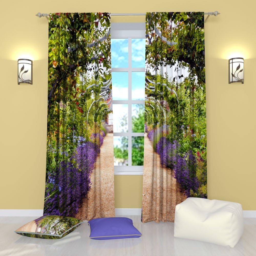 Blue and Gray Curtains Living Room Bedroom Kitchen Dining Room, Nature Room Curtain Set of 2 Panels 84 Inches, Mountain Curtains Blue Pattern Curtains with Nature Scenes, Curtain Landscape Print