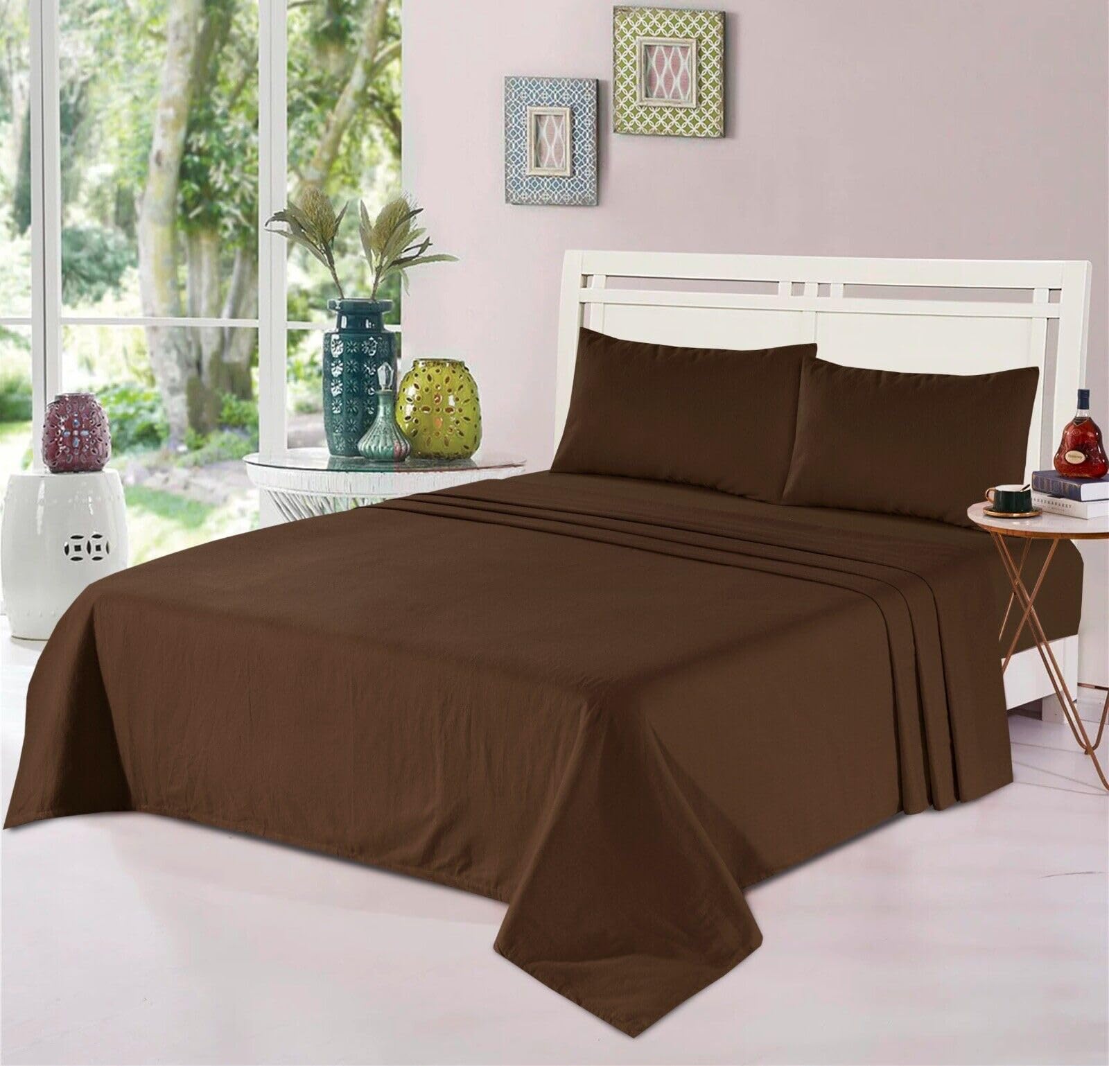 100% BRUSHED COTTON FLANNELETTE EXTRA DEEP FITTED SHEET 32CM / 13” THERMAL SOFT (Brown, King)