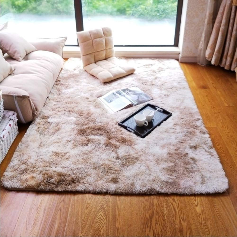Tapis intérieur kaki 200x300cm grand tapis shaggy longues fibres salon