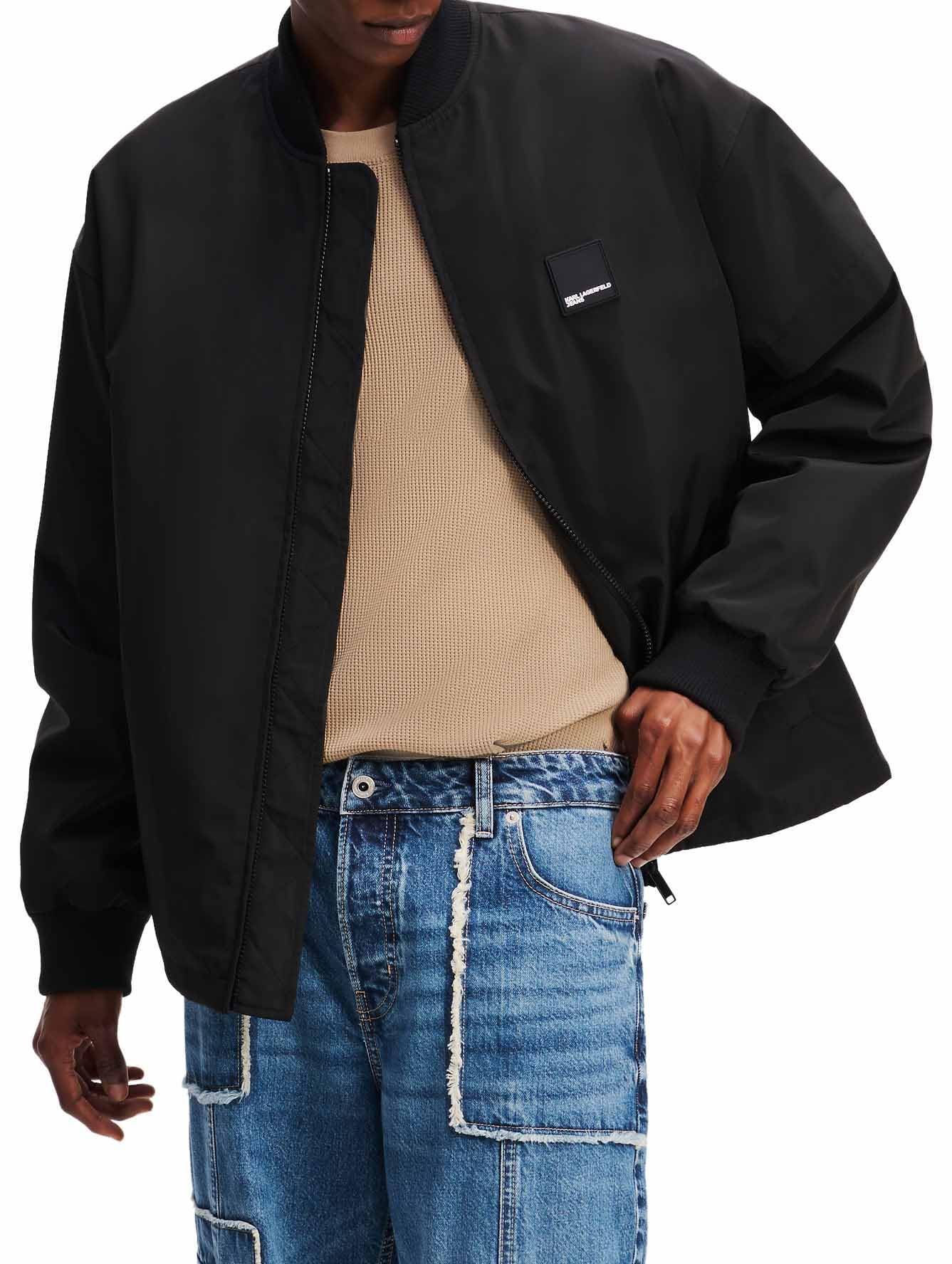 Karl Lagerfeld Jeans, Męskie, Bomber, Regular Fit, Czarny, XL