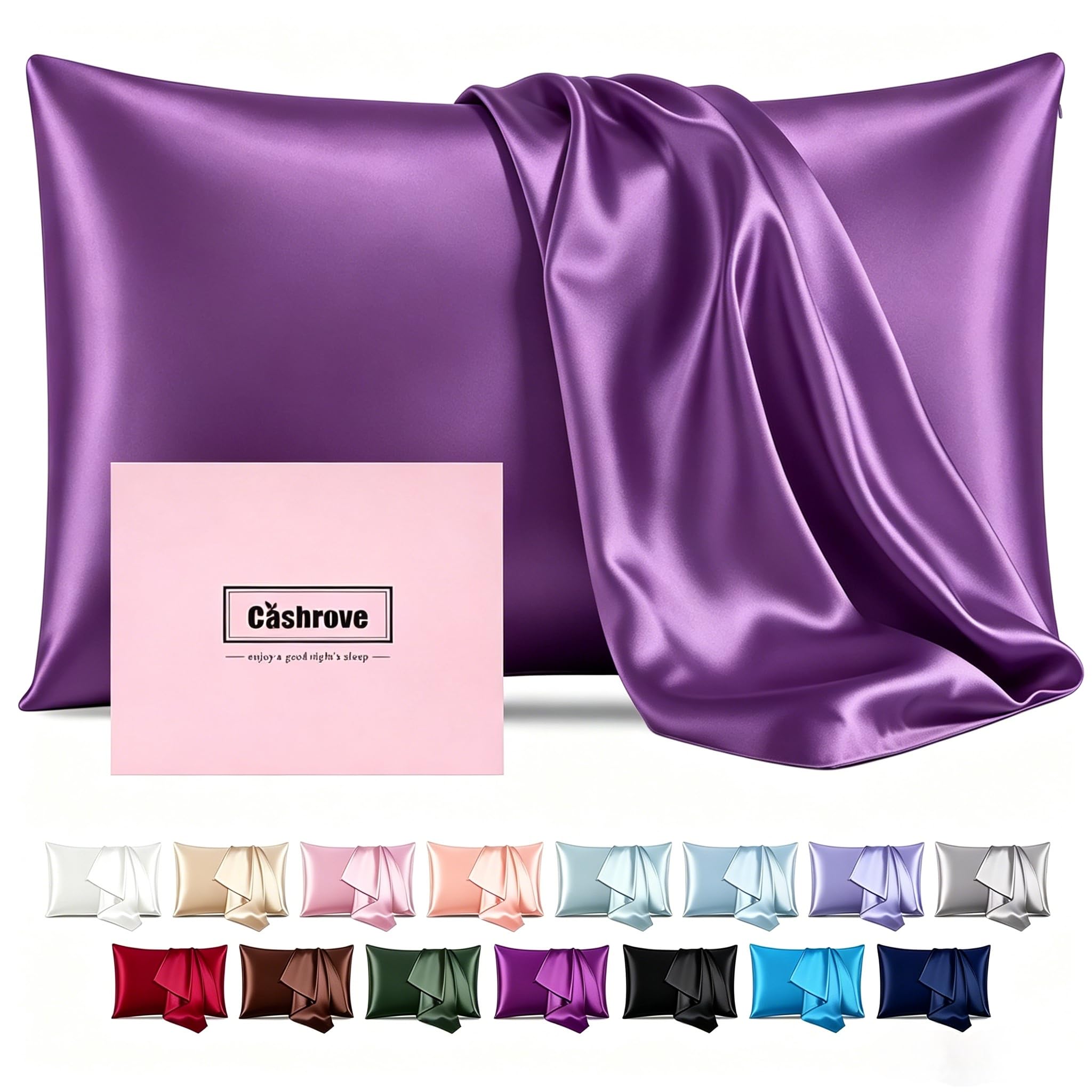 Silk Pillowcase for Hair and Skin - Mulberry Silk, Soft Breathable Smooth Both Sided With Zipper, Beauty Sleep Pillow Case for Gift (Standard, Purple) — image 1