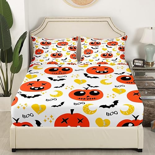Vista 204 de Juego de sábanas bajeras con bonito diseño de gato negro para niños y niñas, diseño de dibujos animados de Halloween, gato, animales, sábanas
