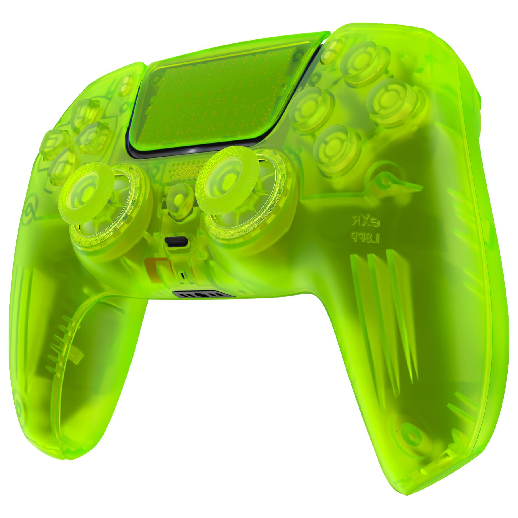 eXtremeRate Luna Cover Pulsanti Ricambio per ps5 Controller BDM-030/040/050,Custodia Scocca Shell Frontale Posteriore Ridisegnato&Tasti Kit Compatibile con ps5 Joystick-Trasparente Verde Lime