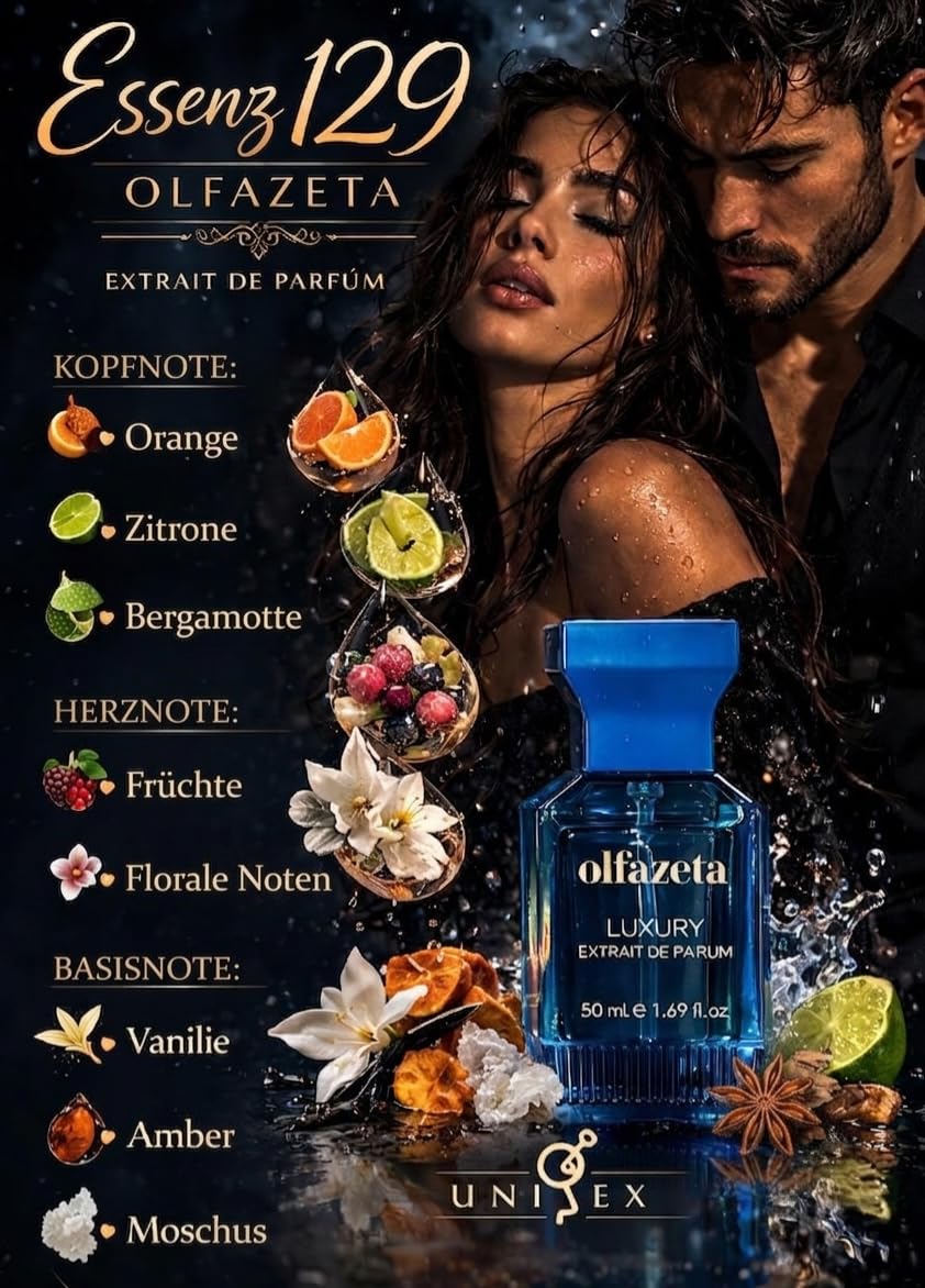 Chogan Olfazeta Nr. 129 Luxury Extrait de Parfum – Unisex für Damen & Herren – 50 ml – Langanhaltender Luxusduft mit weißem Jasmin, Iris & warmer Vanille – Intensiv & Edel