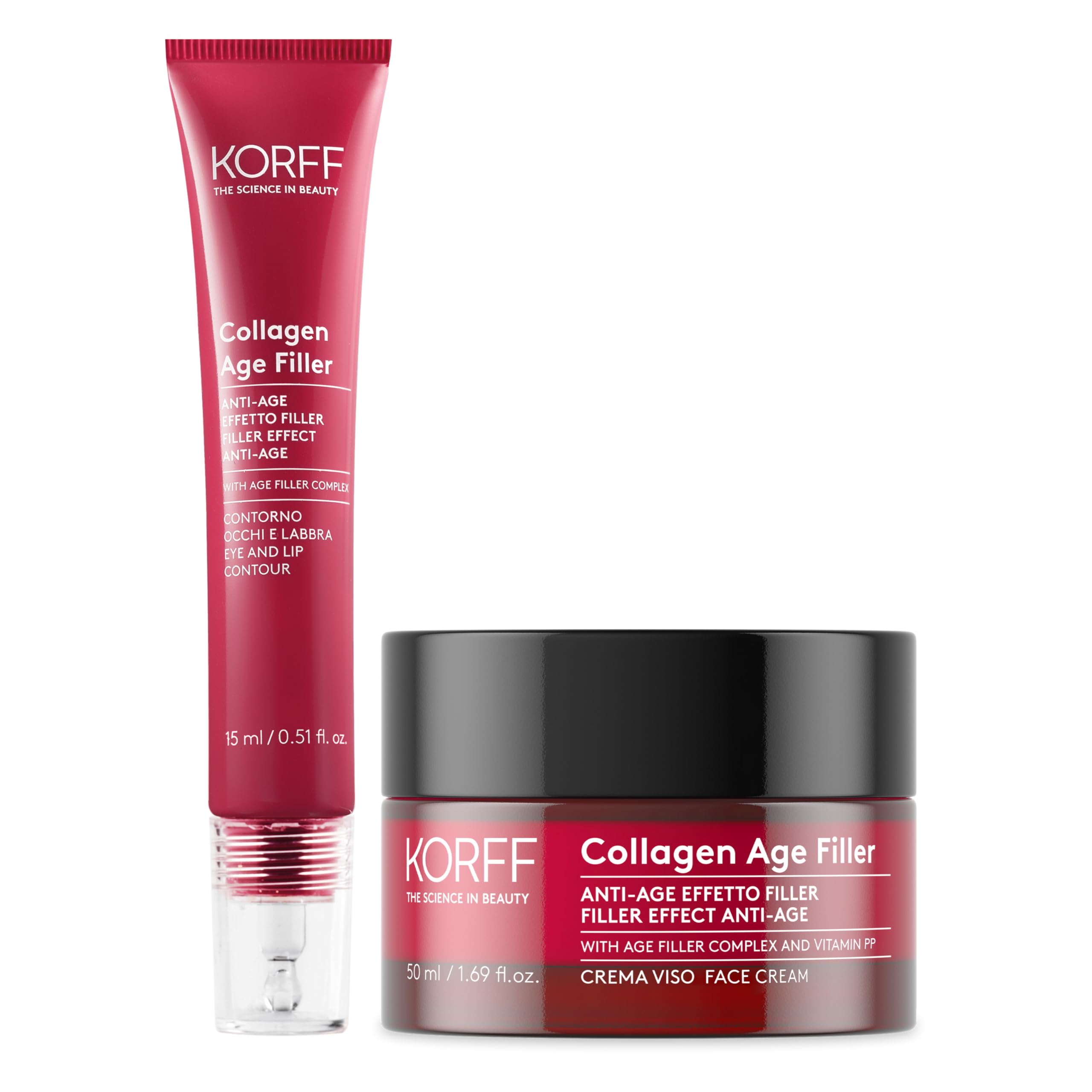 Korff, routine tono e compattezza, con Collagen Age Filler Crema Viso e Contorno Occhi e Labbra