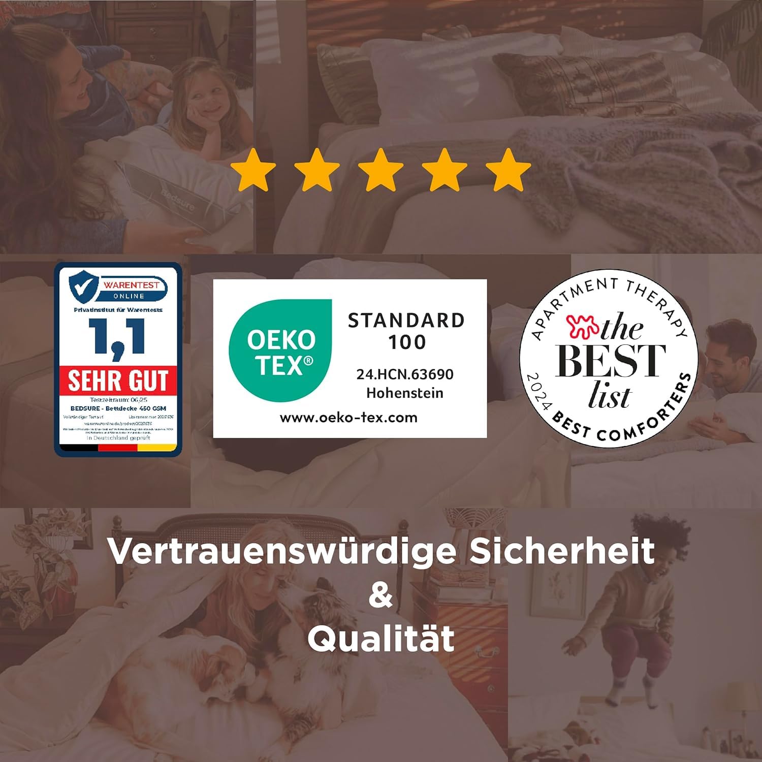 BEDSURE Bettdecke 220x240 Winterdecke 450gsm - Warm Winterdecke, Weiß | Oeko-Test Zertifiziert Bettdecken, Weiche Microfaser Schlafdecke, Winterdecke, für Winter, Waschbar Dicke Winterbettdeck