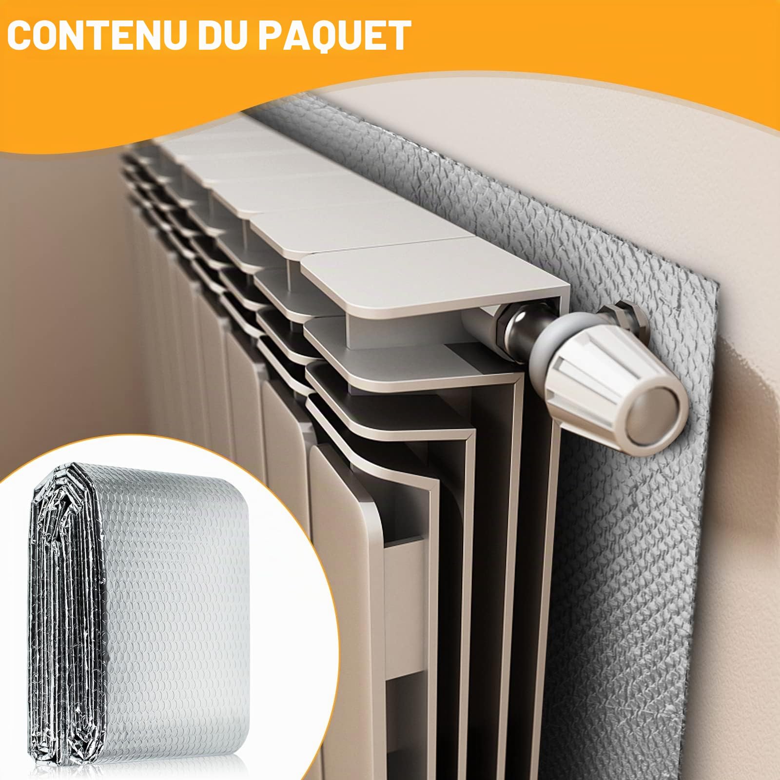 bonna Feuille Réflecteur de Radiateur - 5 m x 0,6 m x 3 mm - Film isolant - Film réfléchissant pour radiateur - Isolation derrière le radiateur