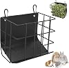 Rabbit Hay Feeder with Heavy-Duty Metal Frame Rabbit Hay Holder, Bunny Hay Feeder Guinea Pig Hay Holder,for Rabbits Guinea Pigs Bunny Chinchillas and Small Animals Black