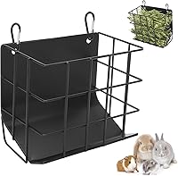 Vista 12 de Comedero de heno para conejillos de indias, comedero de heno para conejo con soporte de heno de marco de metal resistente, para conejos, conejillos