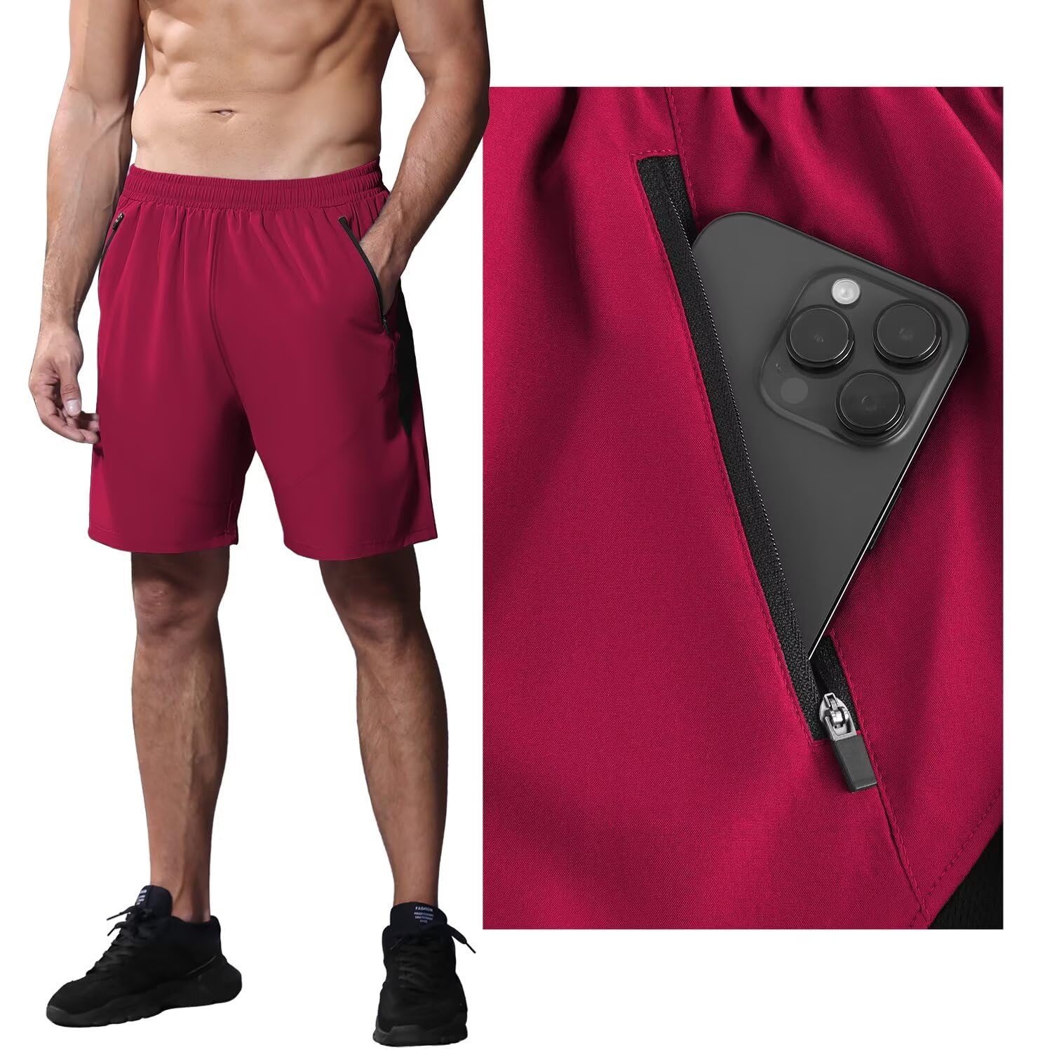 HMIYA - Running Shorts, Pantaloncini da Corsa Uomo