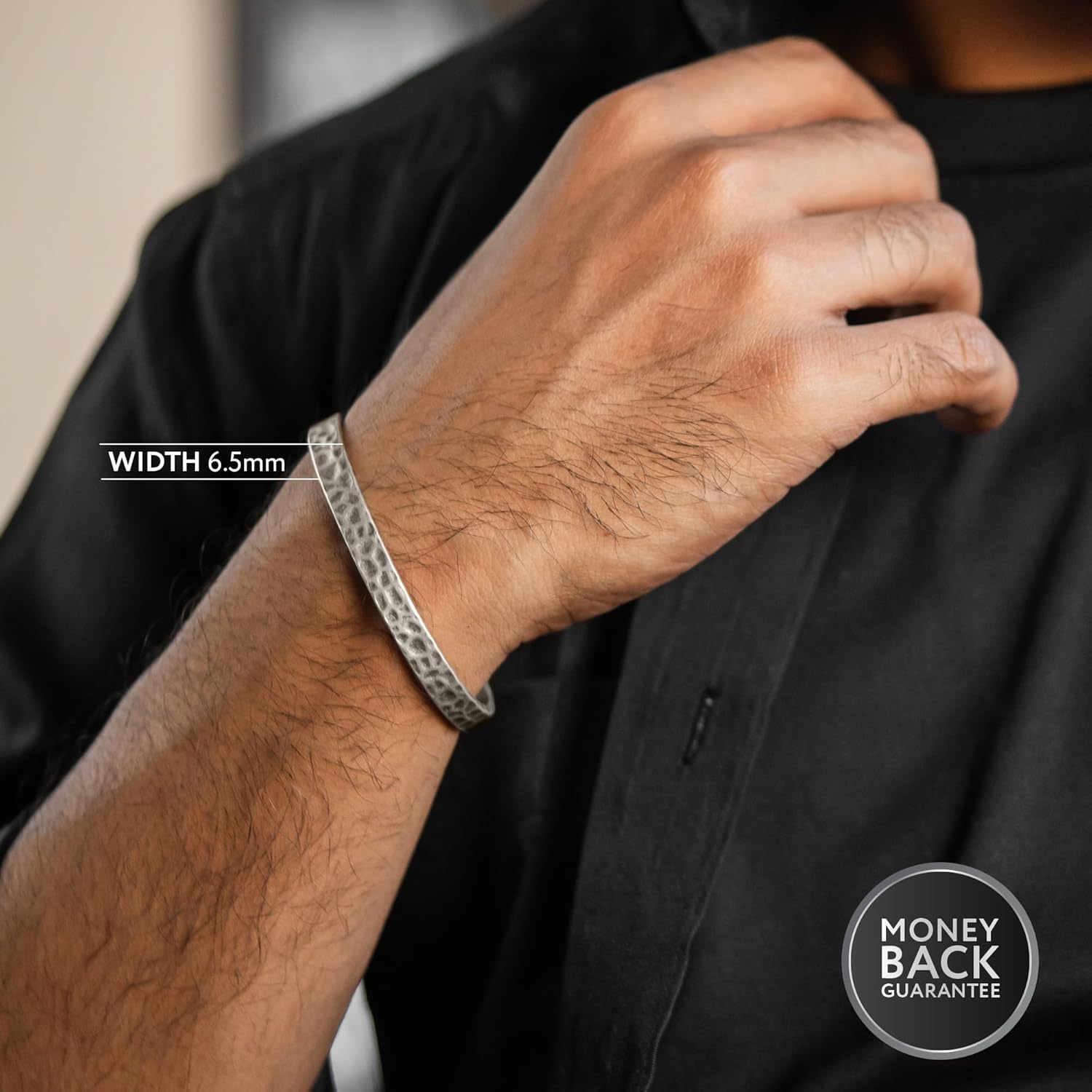Cuff Bracelet for Men Premium Stainless Steel Mens Bangle Bracelets Silver Cuff Bracelet Waterproof & Non-Tarnish Minimal Western Bracelet