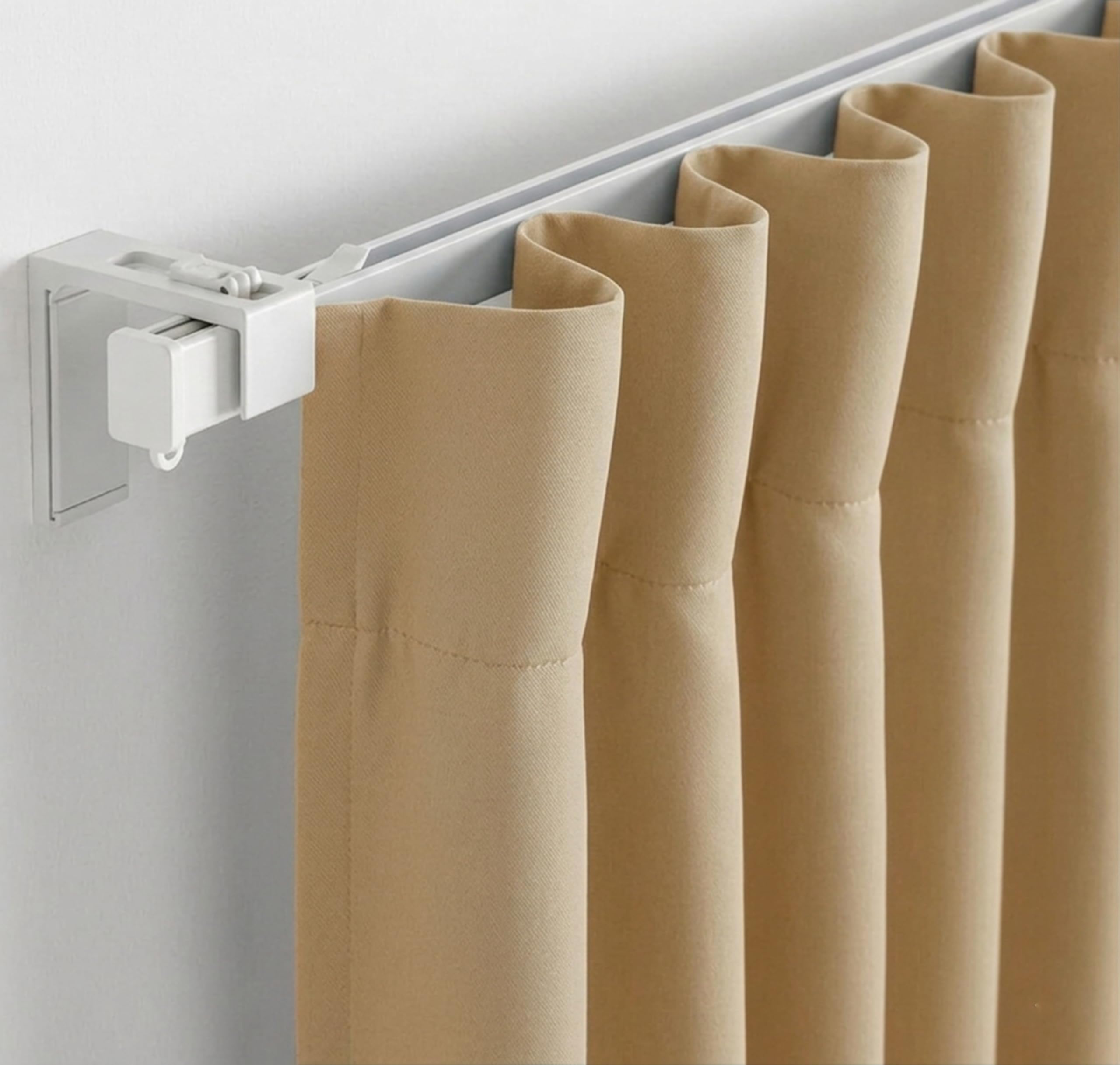 FRESH FROM LOOM Premium 7ft Curtains for Slider Track | Non-Ring Curtains | S-Wave Pleat | Blackout Parda for Door | Parde | | Non-Ring Curtains | S-Wave Pleat (Beige | 7 Feet Set of 2)-image-6
