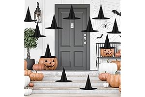 12PCS Halloween Black Witch Hats for Hanging Décors