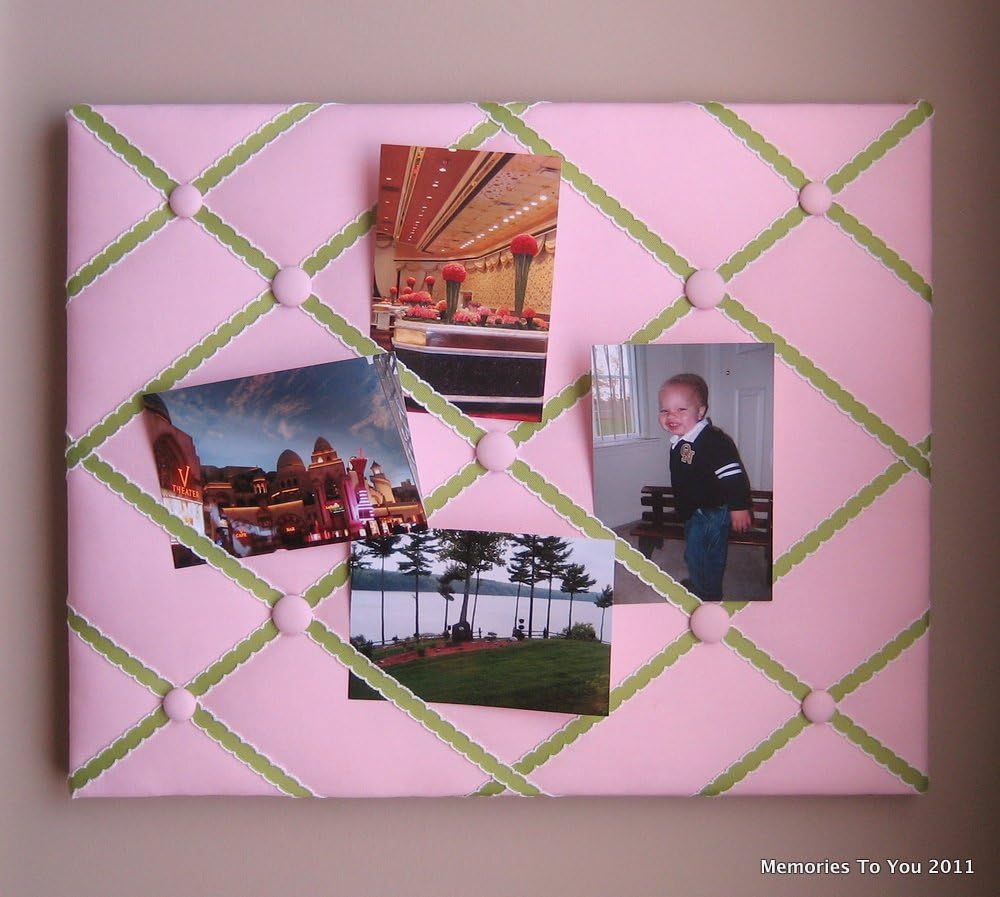 16x20 Pink & Lemongrass Green Memory Board, Memo Board, Ribbon Board, Bow Board, Photograph Organizer