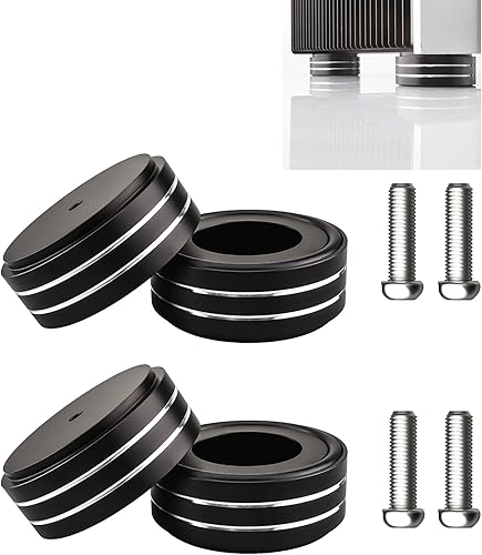 Viborg Almohadillas de aislamiento de altavoz de alta fidelidad de 2.283 x 0.866 in, 4 almohadillas de base aislante de subwoofer de aluminio con