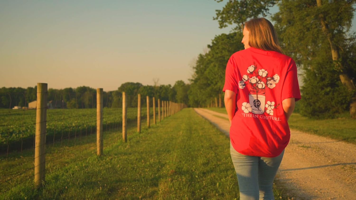Southern Couture SC Comfort Mason Jar Cotton Womens Classic Fit T-Shirt - Red