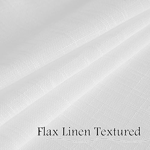 Miniatura 6 de PONY DANCE Cortinas blancas para café de 30 pulgadas de largo, cortinas de lino con textura de cabaña, cortinas de cocina rústicas con bolsillo para