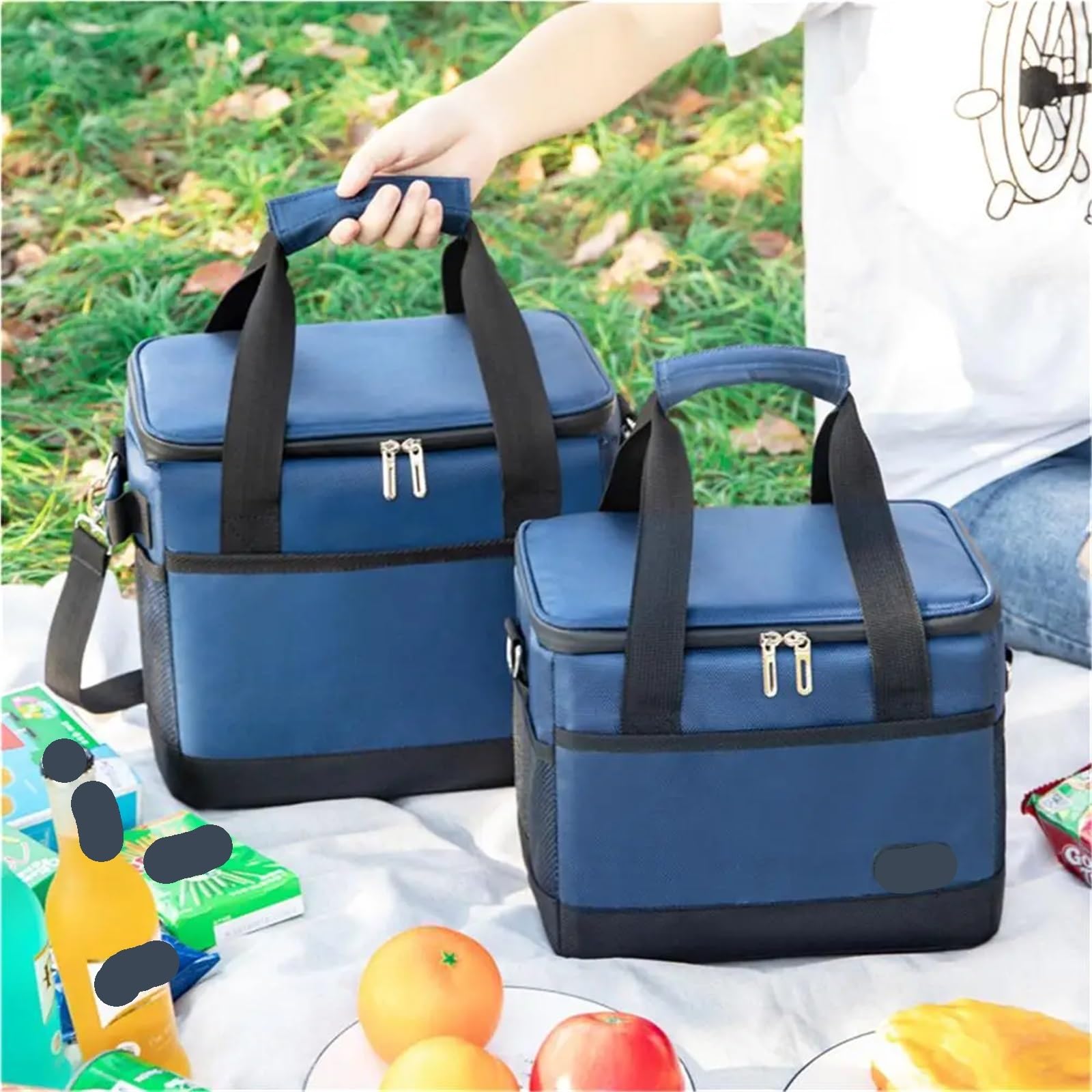 Caja refrigeradora gruesa y aumentada Fácil de transportar Aislamiento térmico a prueba de fugas Producto for exteriores Bolsa de picnic portátil Azul marino(68L)
