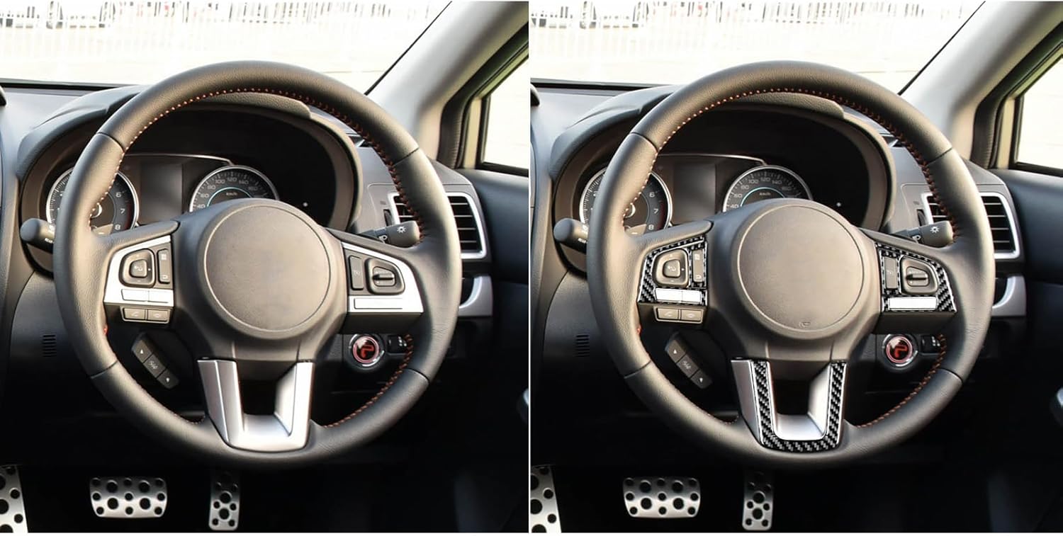 Real Black Carbon Fiber Car Dashboard Control Side Button Panel Decorative Cover ​Sticker Interior Trim Compatible with Subaru Impreza 2015-2016/XV Crosstrek 2015-2017 ​Accessories Black-Type B