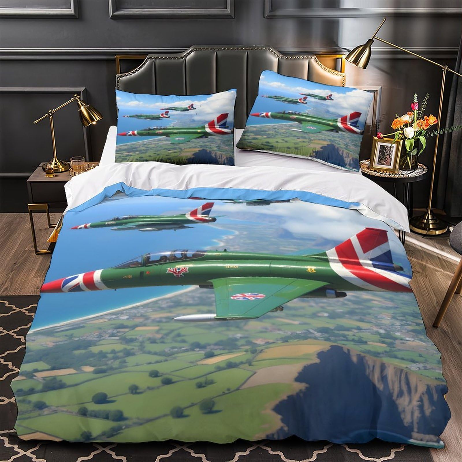 Parure de lit 3D microfibre facile d'entretien housse de couette king fermeture éclair