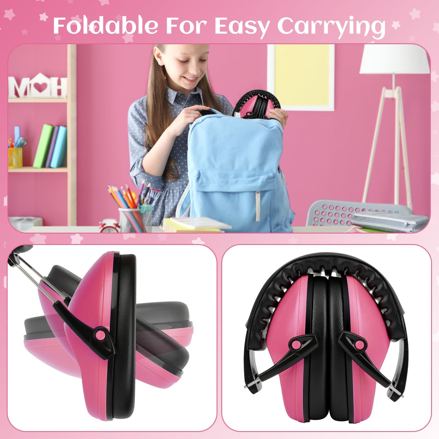 Floriogra Paquete de 2 Protector Oído para Niño, Protección Auditiva SNR 26dB con Diadema Ajustable, Casco Antiruidos Profesional Cancelación de Ruido para Bebé Nené Infante