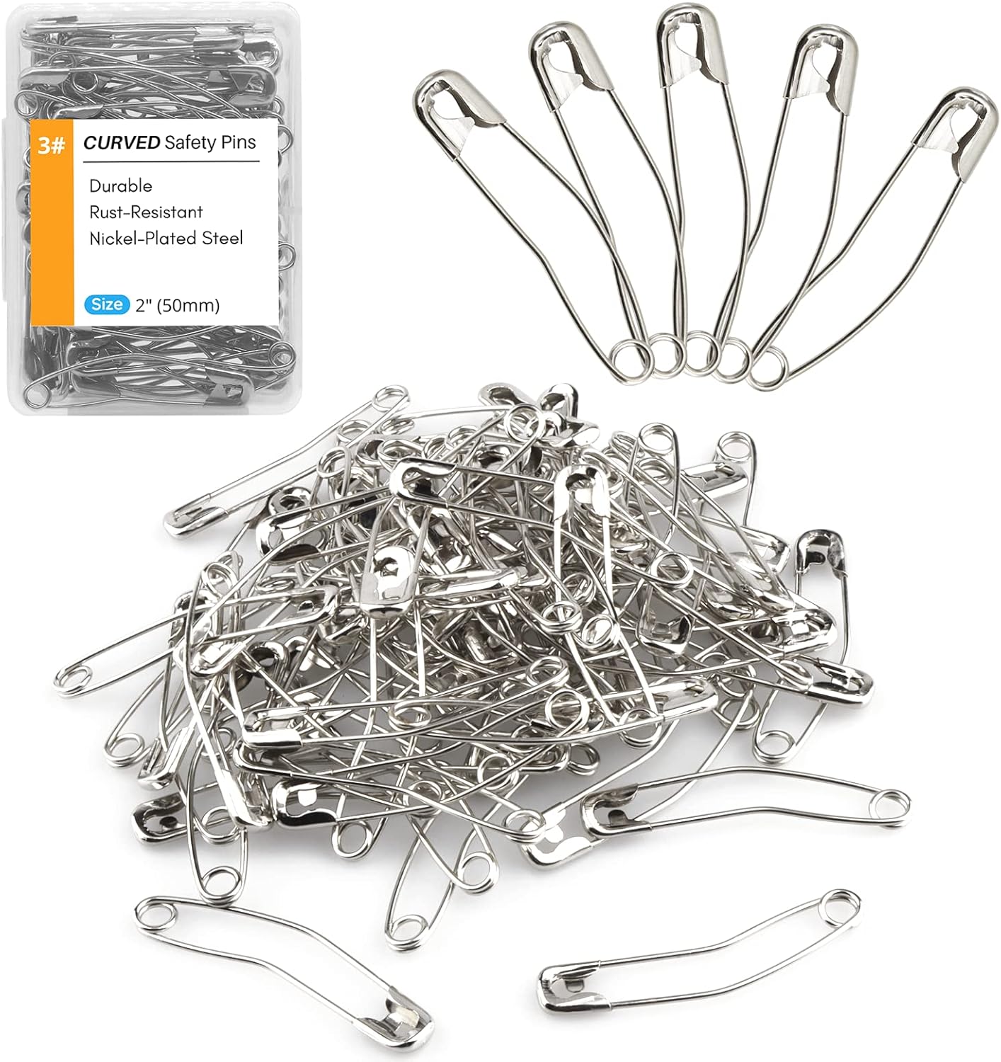 Quilting Curved Safety Pins for Quick Basting, Size 3 (2