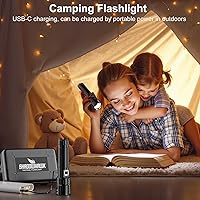 Vista 8 de Linterna 20000 Lúmenes Altos Recargable - Luz LED Flash Súper Brillante de 30W Haz de 5000ft y 12H de Larga Duración USB C Linterna de Policía