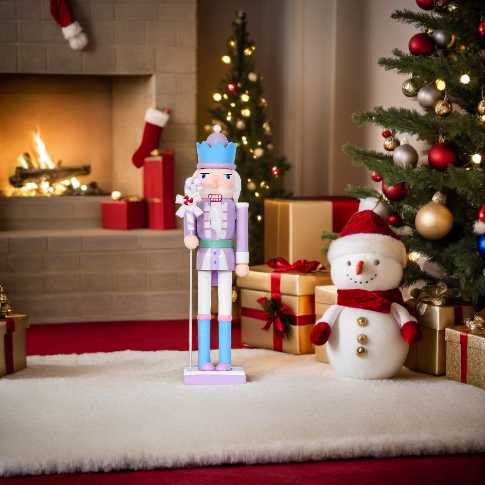 2 Pezzi Schiaccianoci Natalizio in Legno Color Pastello Decorazione Vivace per Tavolo Design Festivo per Addobbi di Natale e Feste in Casa