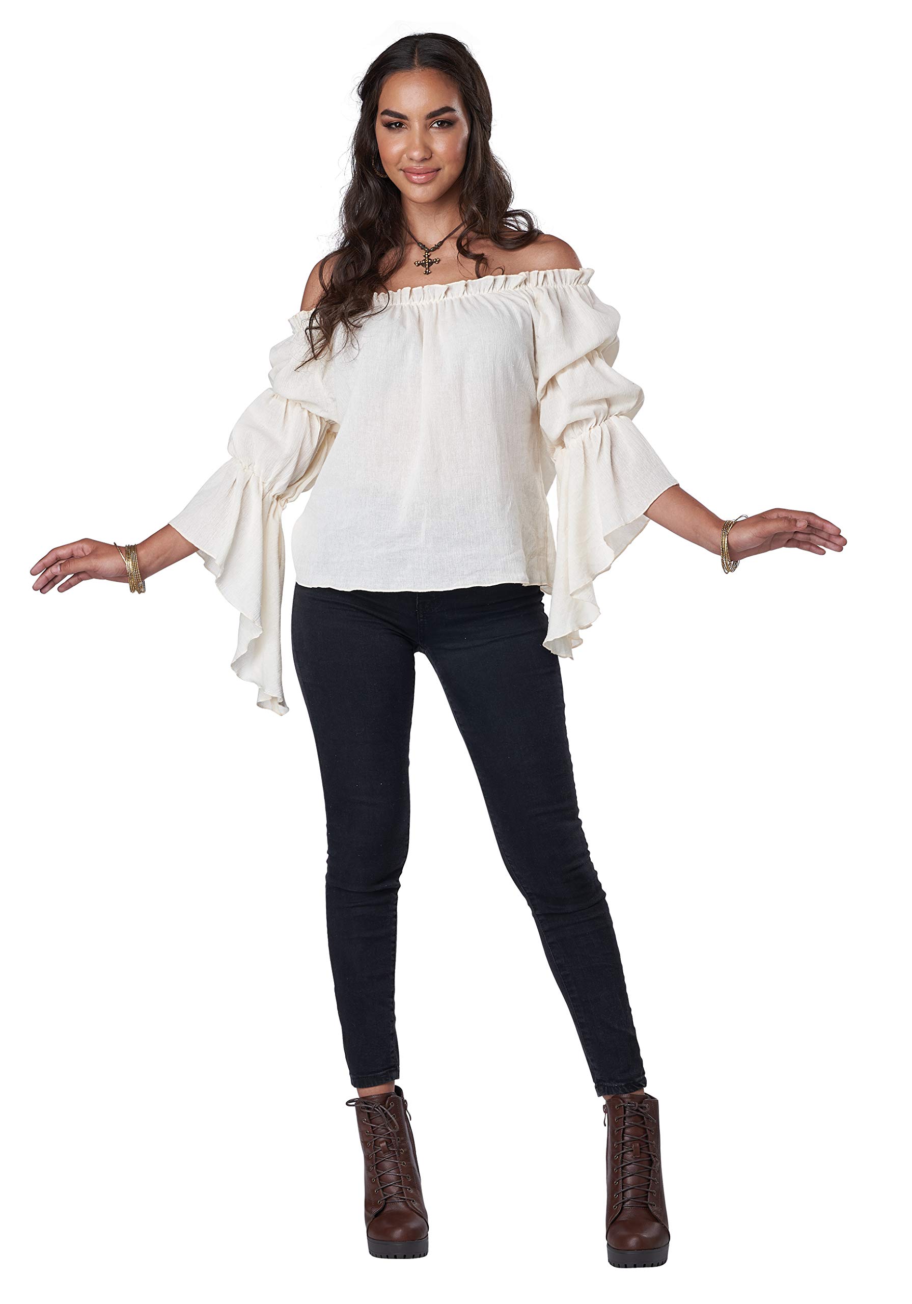 California Costumes Renaissance Peasant Blouse Adult Costume (Beige), Small/Medium