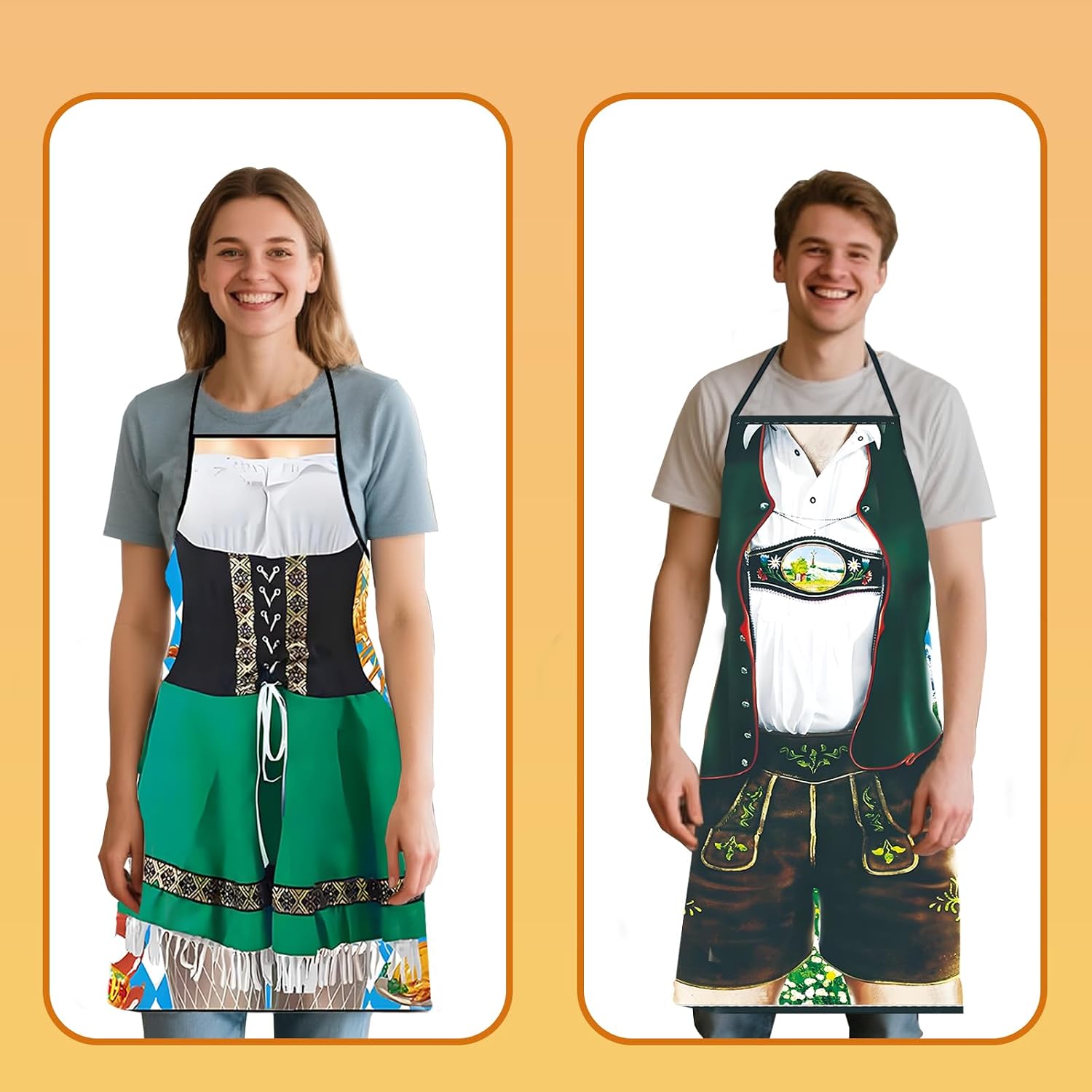 Oktoberfest Apron Couples, 2Pcs October Festival Costume for Women Men, Funny Octoberfest Outfits, German Party Supplies for BBQ Baking Chef Kitchen Gifts image 3