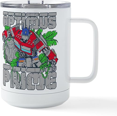CafePress Transformers 7 Optimus Prime Jungle - Taza de viaje aislada de acero inoxidable de 15 onzas