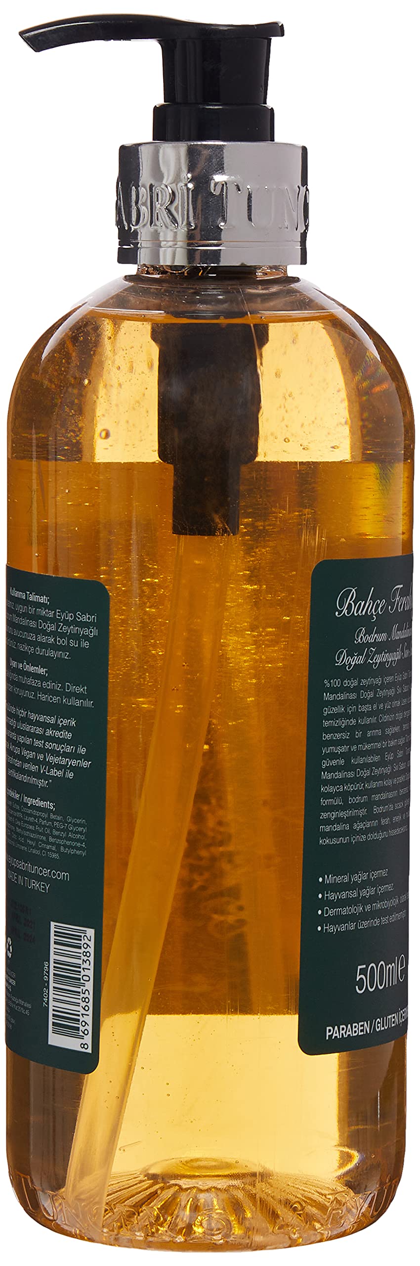 EyabiSabri Tuncer Natural Oliwa z oliwek mydło w płynie mandarynka piwniczna 500 ml butelka PET 1 opakowanie