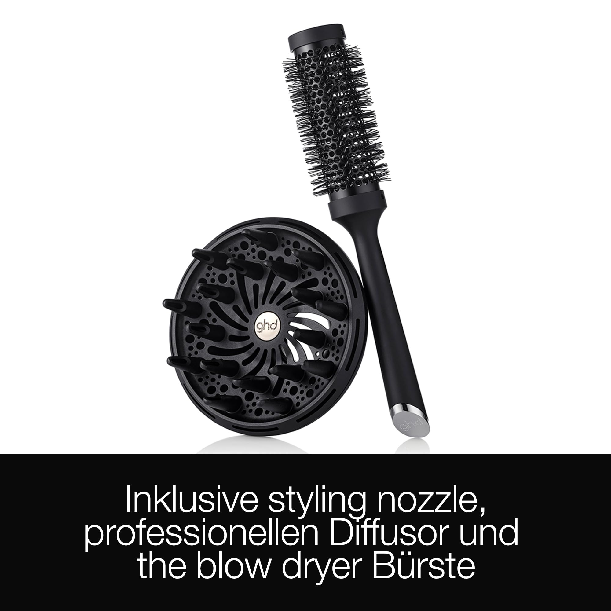 ghd helios Geschenkset mit einem Diffusor und der Ceramic Radial Brush Gr. 2