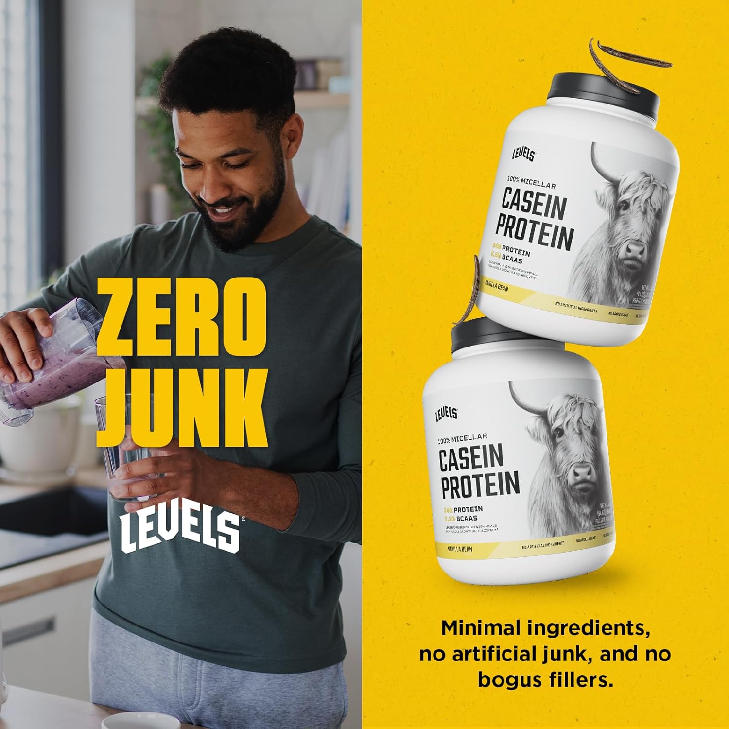 Levels 100% Micellar Casein Protein, Hormone Free, Vanilla Bean, 4LB - Image 6