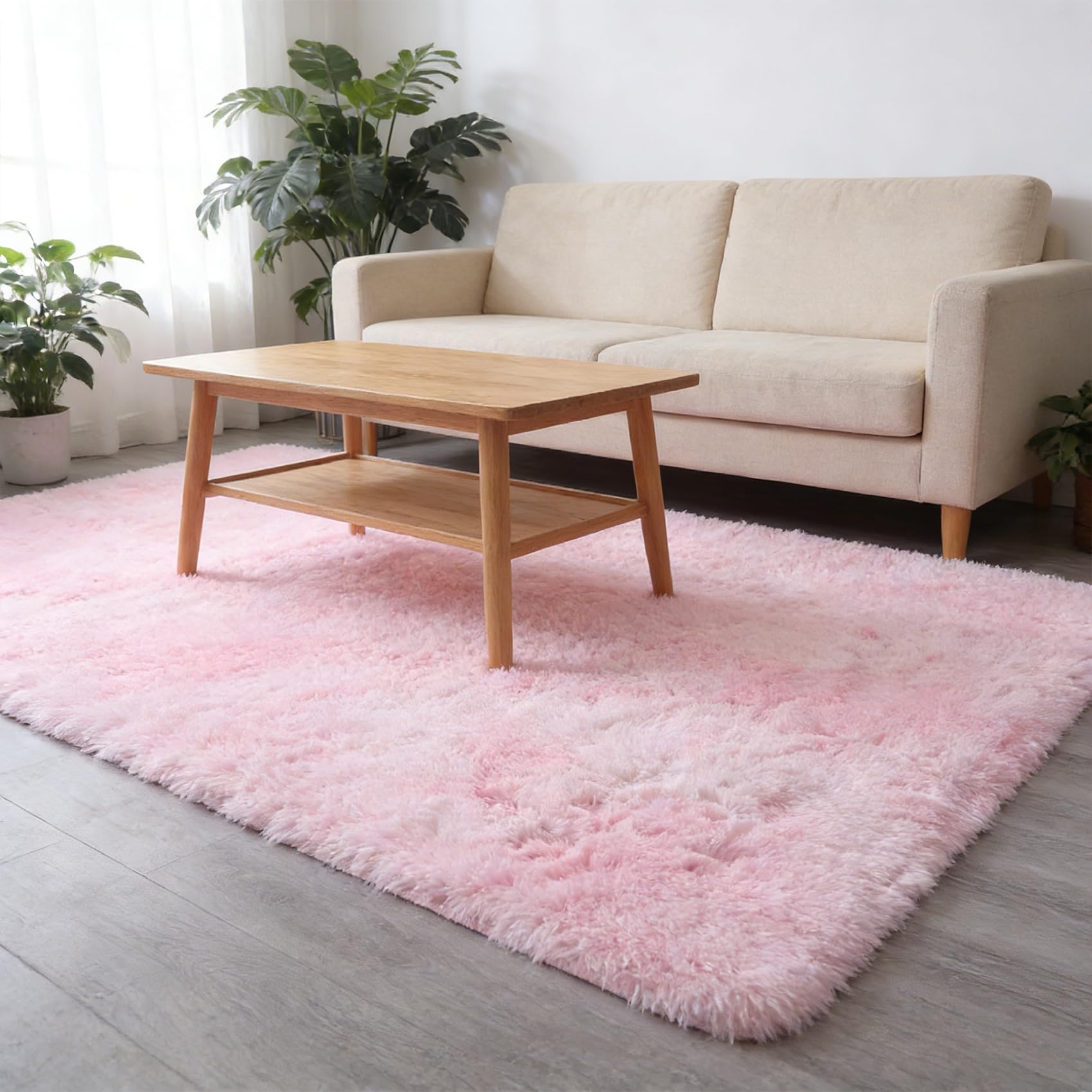 Tapis rectangulaire rose clair lavable 70x280 pour chambre