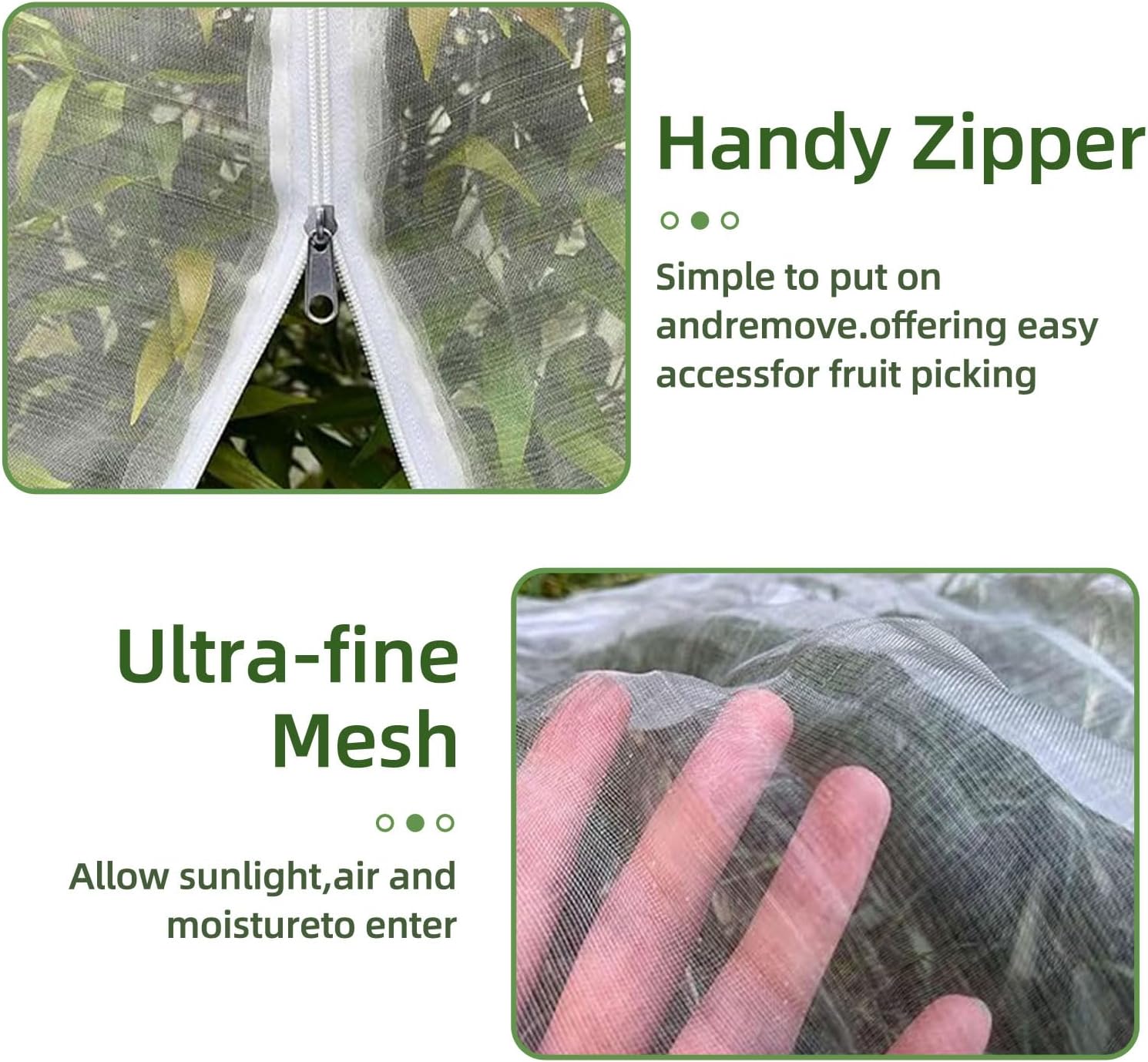13 x 10 FT Large Fruit Tree Netting Bags Garden Plant Protector with Zipper and Drawstring Blueberry Bushes Netting Covers Plant Protection Mesh Net Bags from Small Animals and Creatures